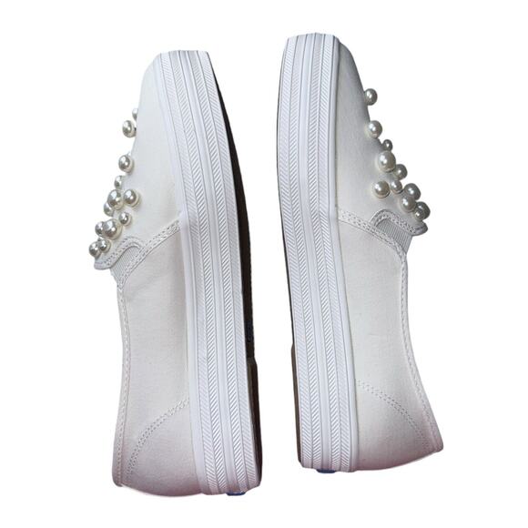 Keds X Kate Spade New York Triple Decker Pearl Embellished Slip-On Sneaker Sz 9 - Picture 5 of 11